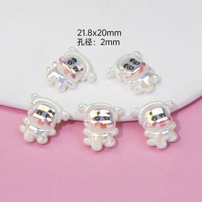 Plating Resin Beads Cartoon Character Glossy Pastel Colors 10pcs 12