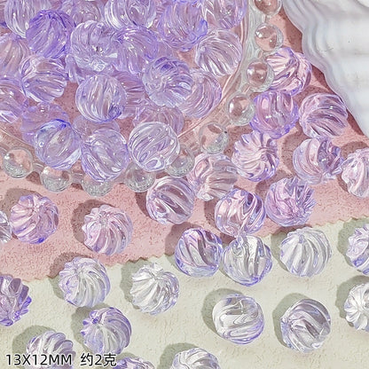 Swirl Striped Round Glass Beads 13mm Pastel Mixed Colors 50pcs 13