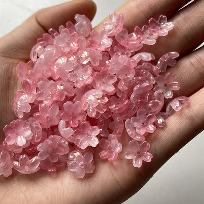 Cherry Blossom Flower Glass Beads 10mm Iridescent Mixed Colors 100pcs 7