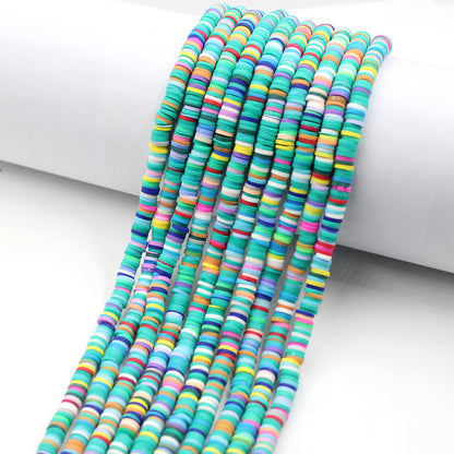 Flat Clay Beads 6mm Colorful Polymer Spacer Disc 10strands 42