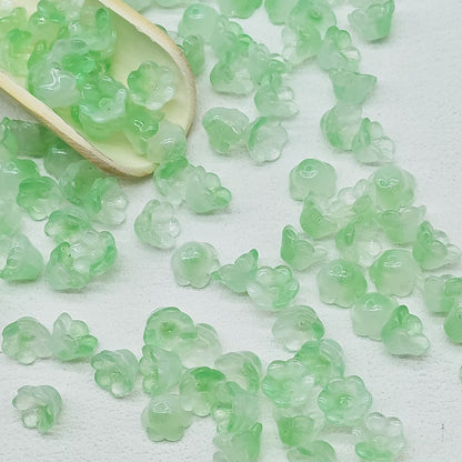 Campanula Flower Glass Beads 7x12mm Frosted Glossy Pastel 50pcs 7