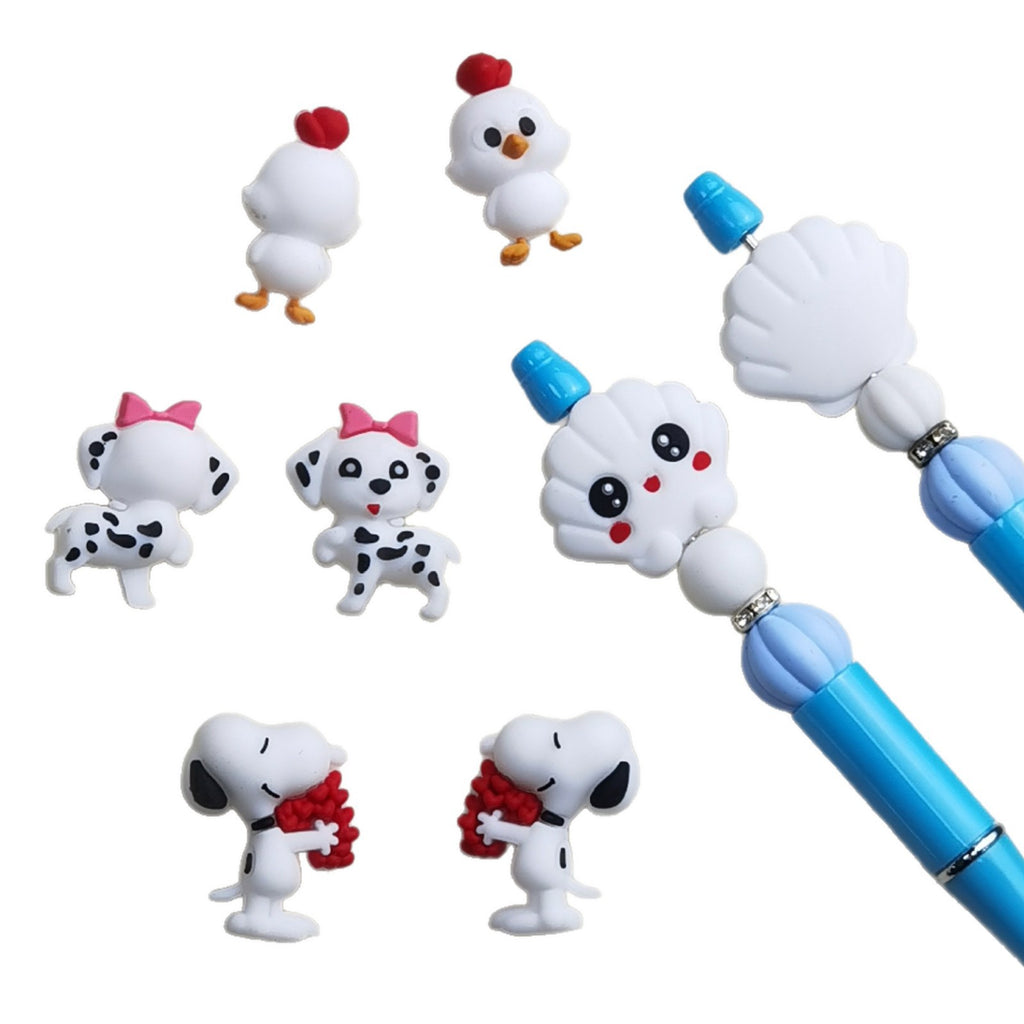Silicone 3D Focal Beads Snoopy Shell Smiling Face Center 20Pcs 4