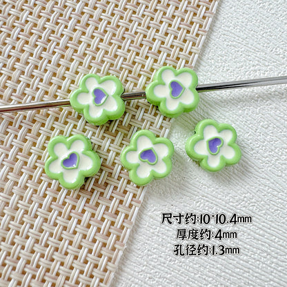 Heart and Flower Metal Beads 10mm Baking Painted Two-Color 20pcs 9