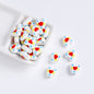 Hand Painted Animal Heart Ceramic Beads 15mm Colorful 5pcs 7