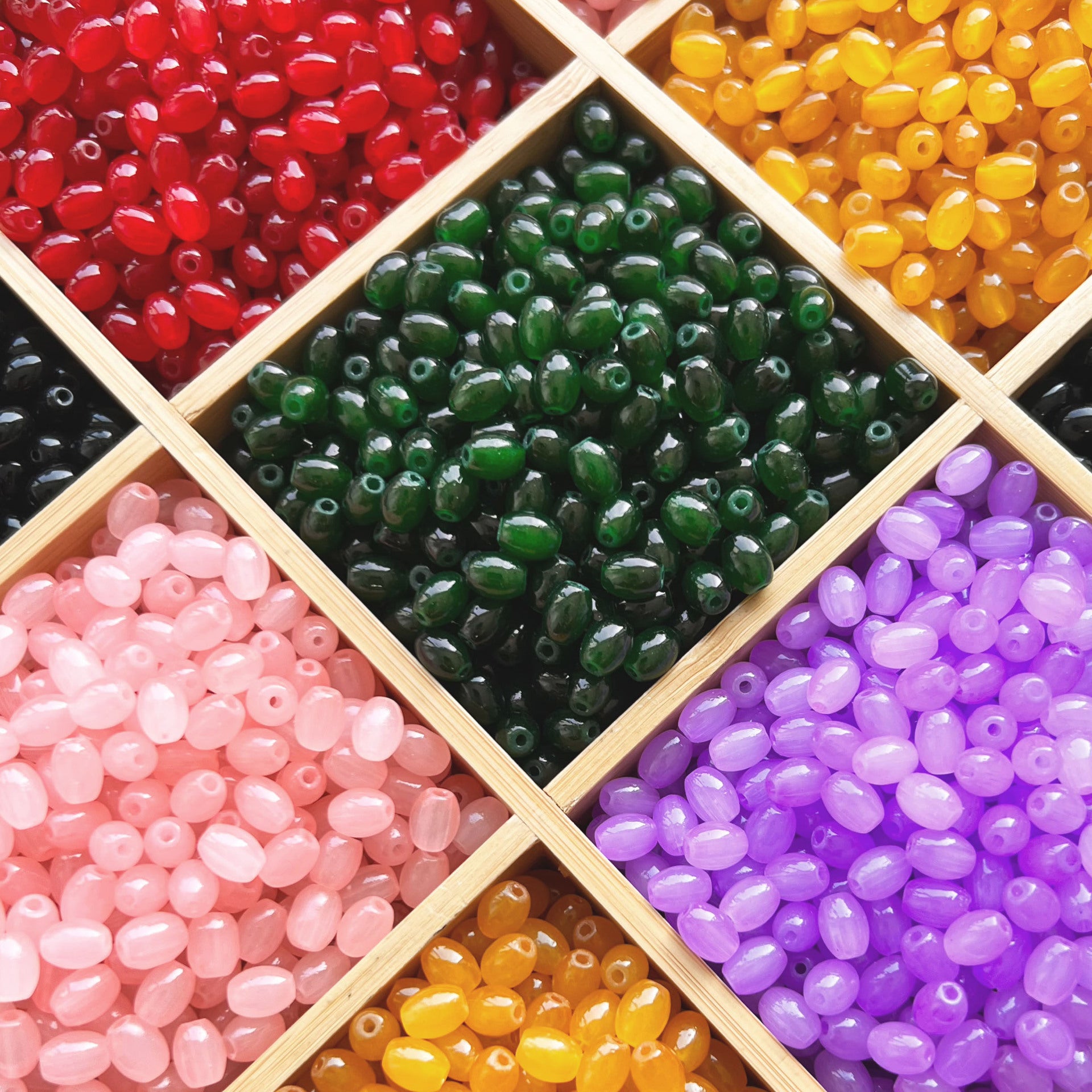 Pure Oval Glass Beads 6mm 8mm Transparent Colorful Mixed 50pcs 3