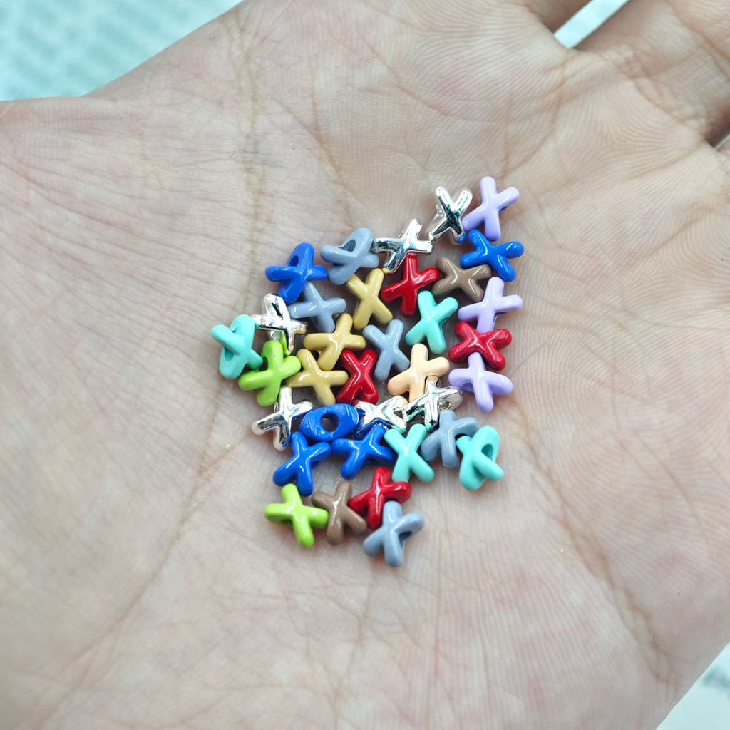 Cross Metal Beads 4x6mm Baking Painted Solid Color Zinc Alloy 20pcs 3