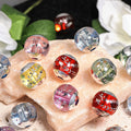 Transparent Colored Mirror Wheat Ear Printing Acrylic Round Beads 16mm 50pcs
