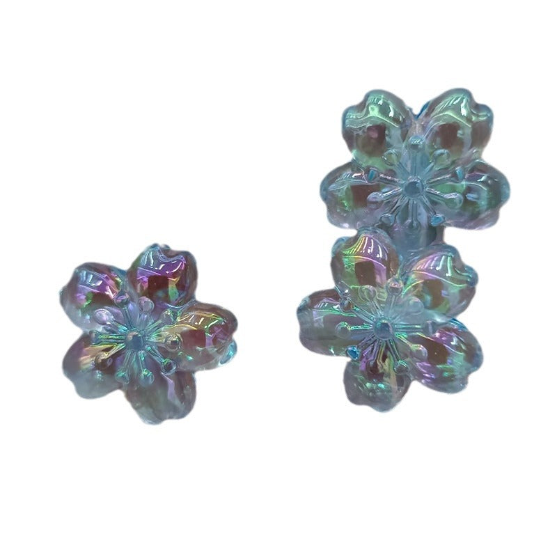 UV Plating Cherry Blossom Acrylic Beads 23mm Transparent Colorful 100pcs 5