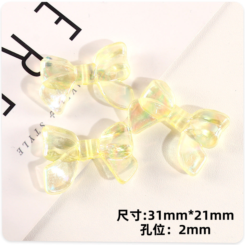 Transparent Bow Acrylic Beads 31mm AB Colored Plating 1pc 10