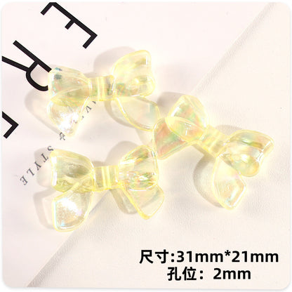 Transparent Bow Acrylic Beads 31mm AB Colored Plating 1pc 10