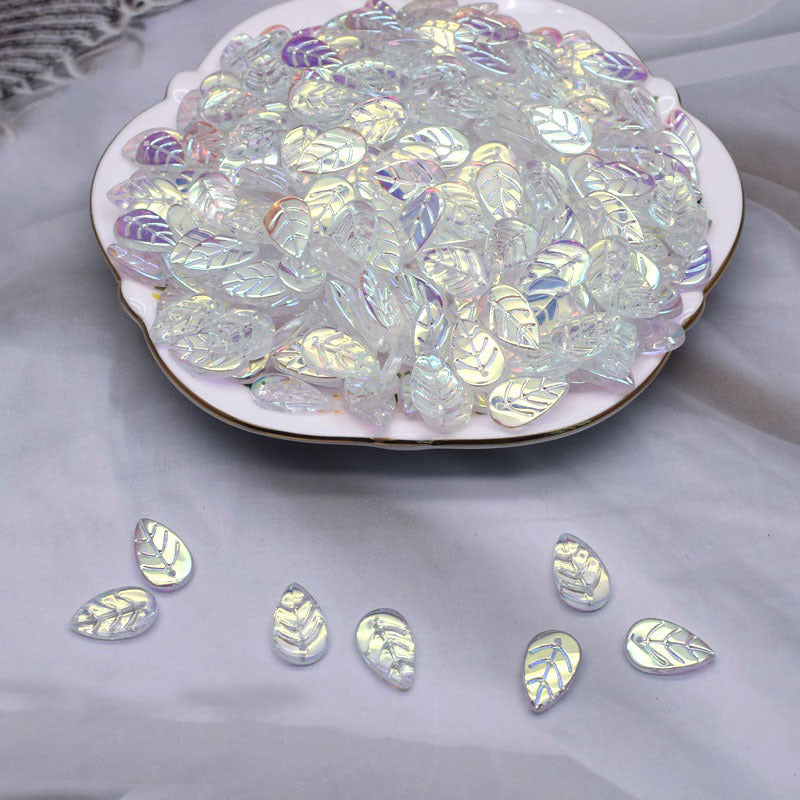 Vintage Czech Glass Leaf Glass Beads 11x18mm 100pcs 8