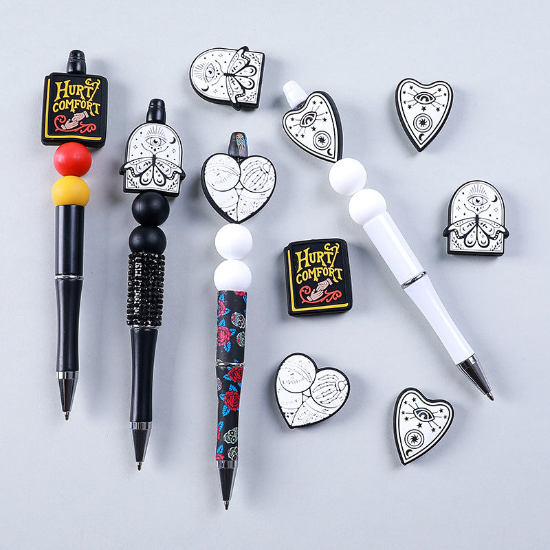 Silicone Focal Beads Gothic Wind Heart With Hurt Comfort Charm 20pcs 4