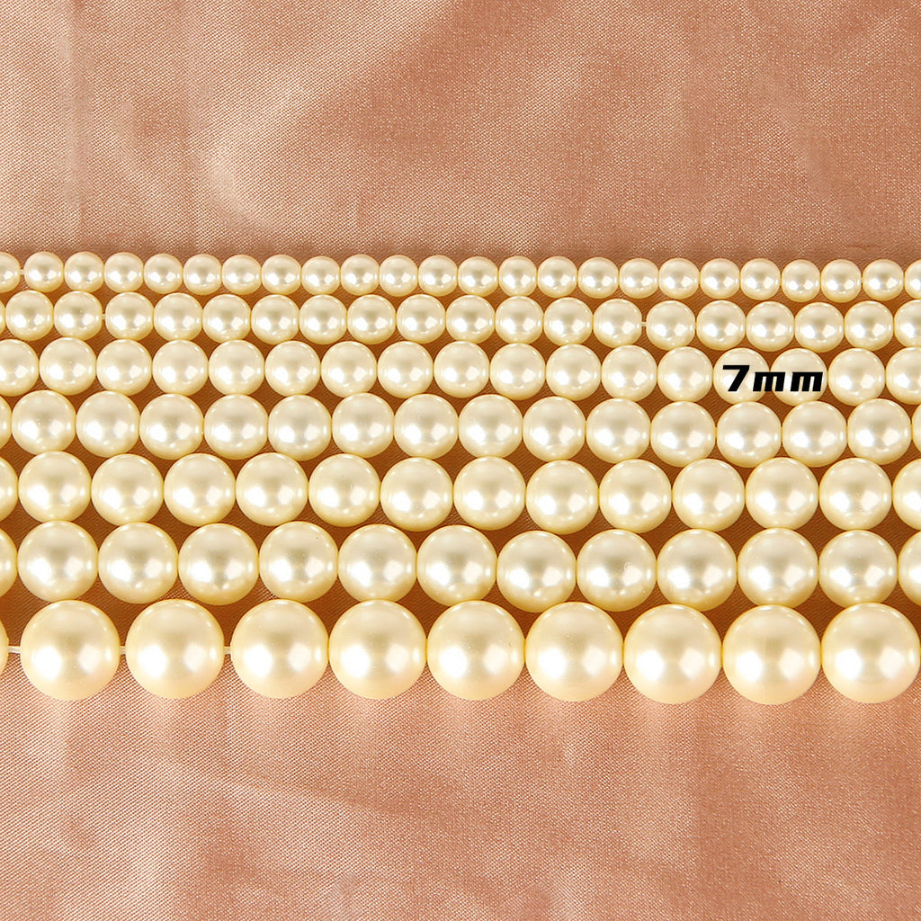 Pearl Glass Beads Round 5-12mm Yellow Imitation 10pcs 7