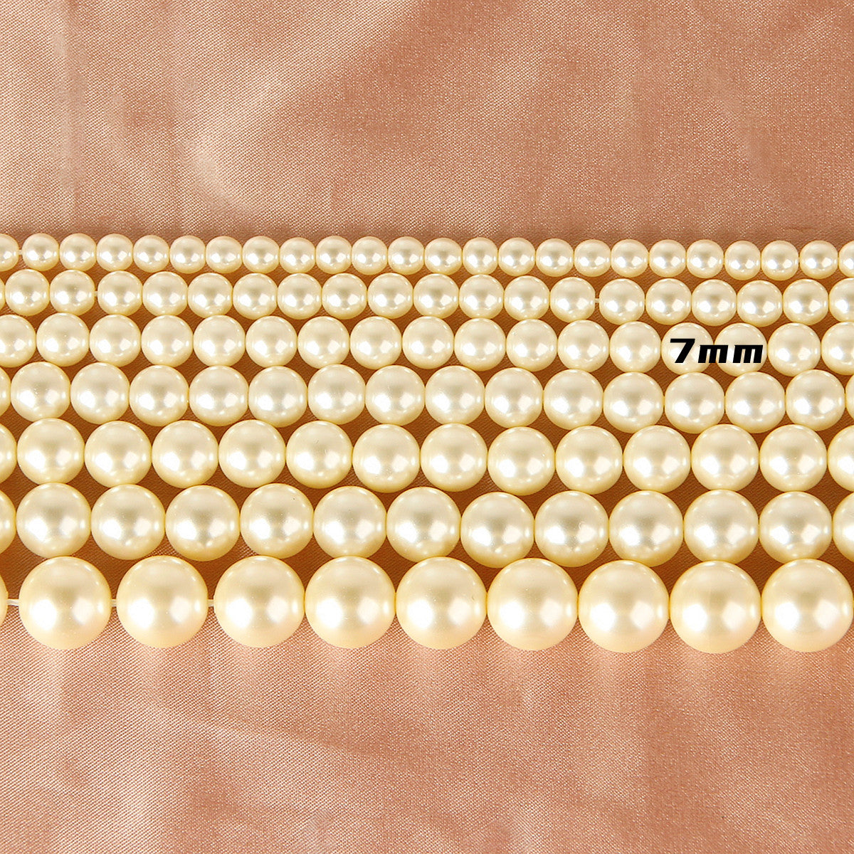 Pearl Glass Beads Round 5-12mm Yellow Imitation 10pcs 7