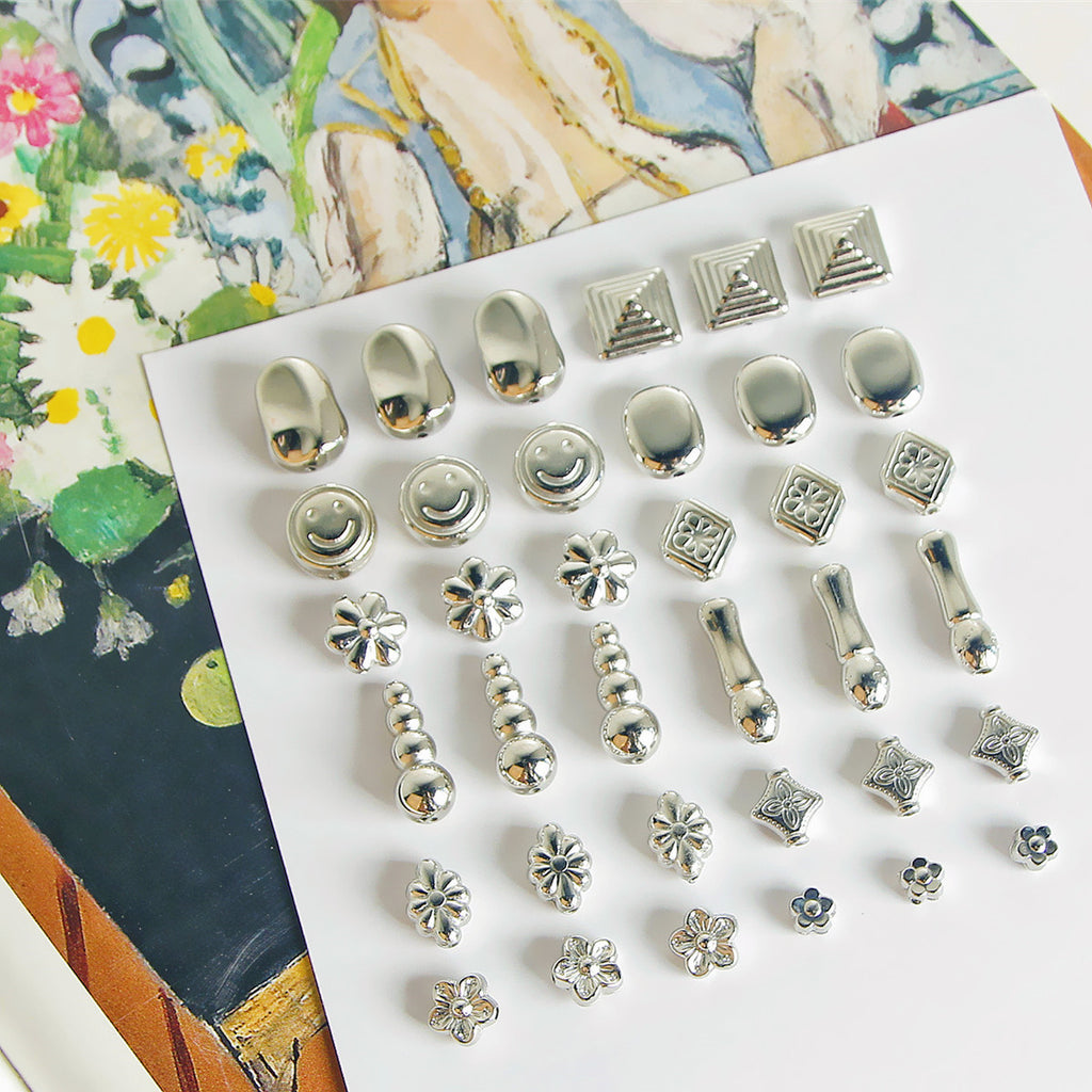 Plating Irregular Shaped Acrylic Beads Metal Colored Silver 100pcs