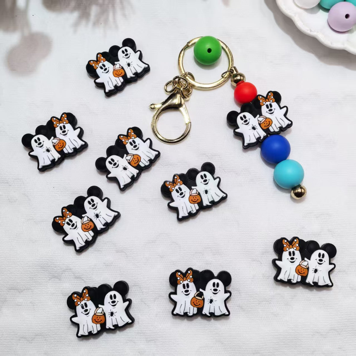 Silicone Focal Beads Ghost Mickey Minnie Halloween 20pcs 2