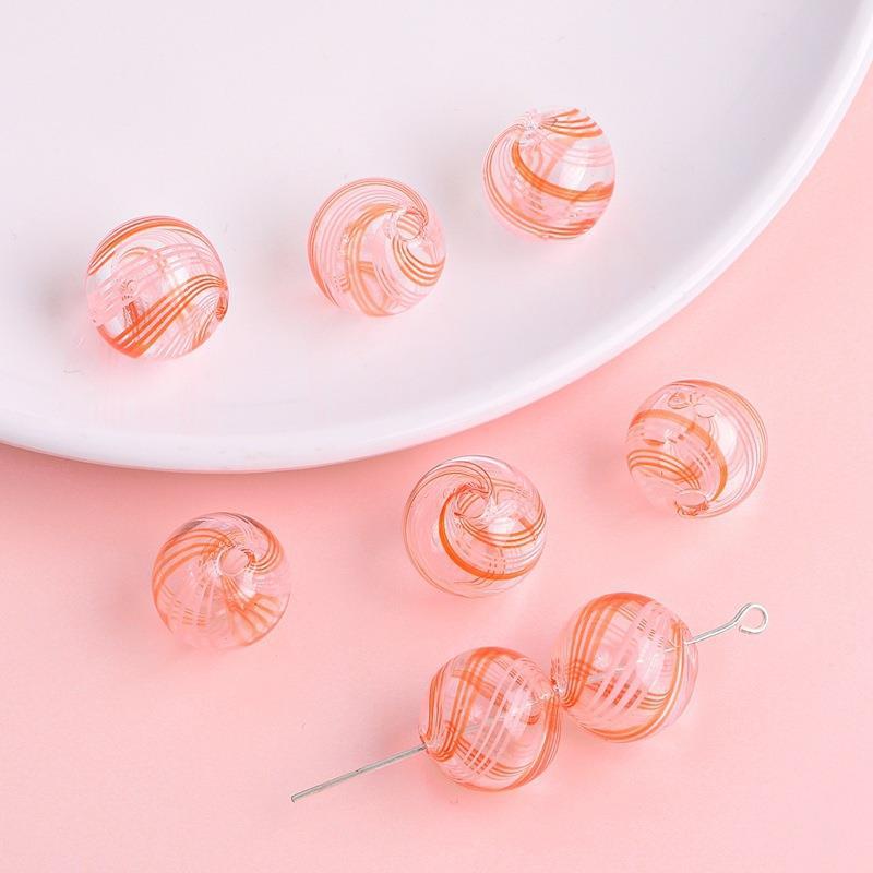 Hand Painted Hollow Polka Dotted Blown Glass Beads 14mm 4pcs 23