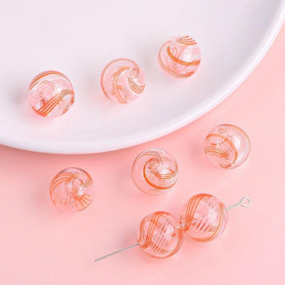 Hand Painted Hollow Polka Dotted Blown Glass Beads 14mm 4pcs 23