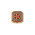 Square Metal Beads 12mm Cloisonne Red Green Enamel Clovers 10pcs 4