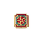 Square Metal Beads 12mm Cloisonne Red Green Enamel Clovers 10pcs 4