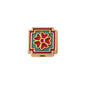 Square Metal Beads 12mm Cloisonne Red Green Enamel Clovers 10pcs 4