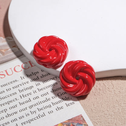 Painted Cookie Acrylic Beads 20x17x9mm Solid Color Glossy Swirl 30pcs 14