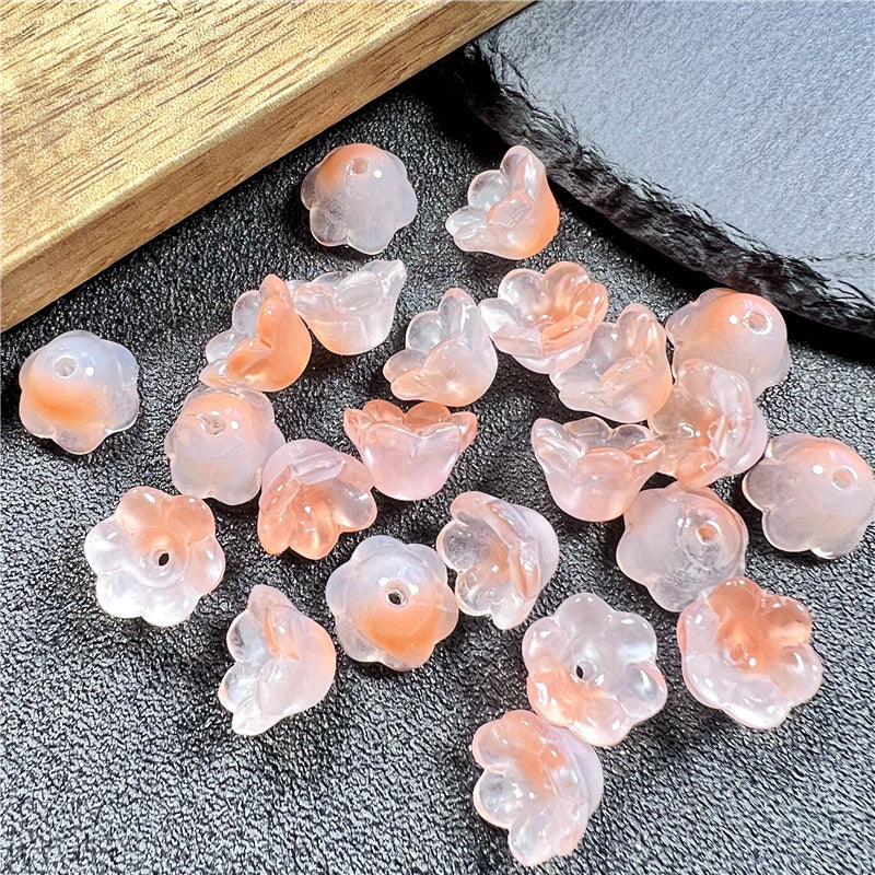 Czech Glass Beads Flower 12mm Iridescent Crystal Clear 50pcs 16