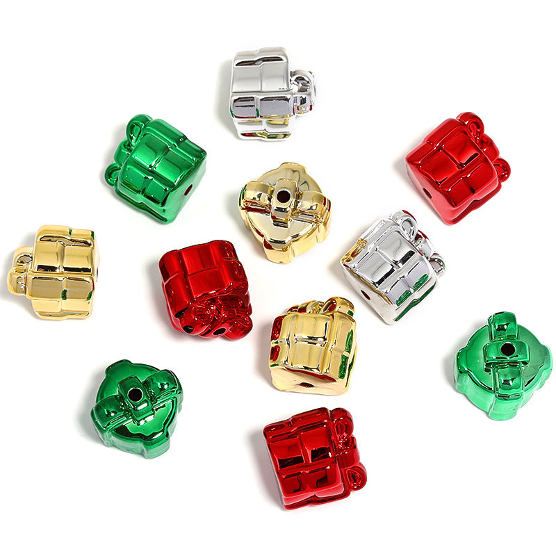 Plating Christmas Gift Box and Bell Acrylic Beads 18 21mm Mixed Colors 50pcs 6