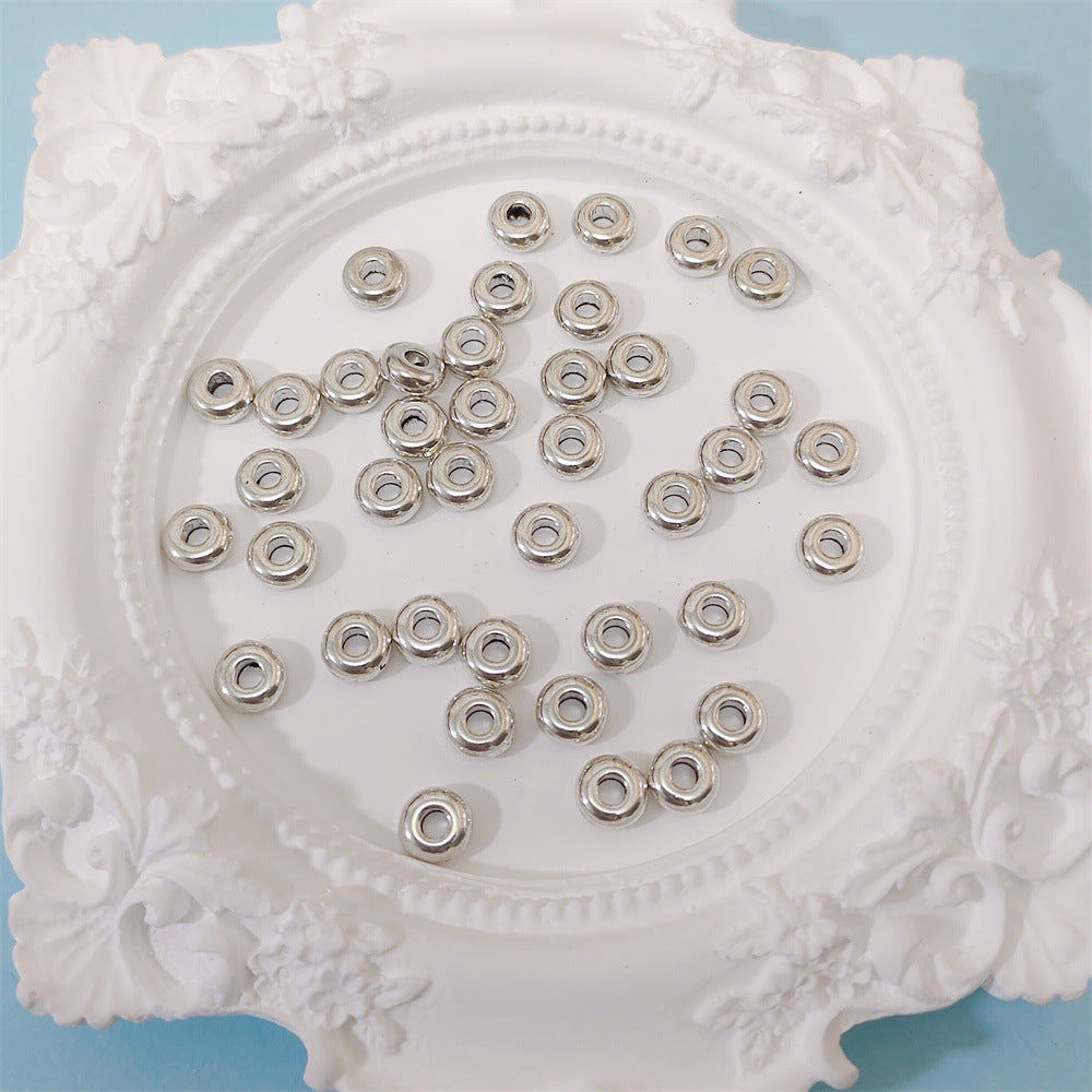 Alloy Round Spacer Beads 6mm 4mm Glossy Tibetan Style 100pcs 6