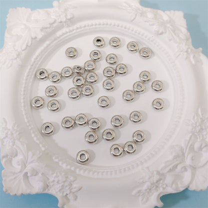 Alloy Round Spacer Beads 6mm 4mm Glossy Tibetan Style 100pcs 6