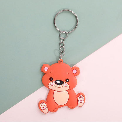Soft Silicone Animal Keychain Cute Cartoon Wild Animals 6