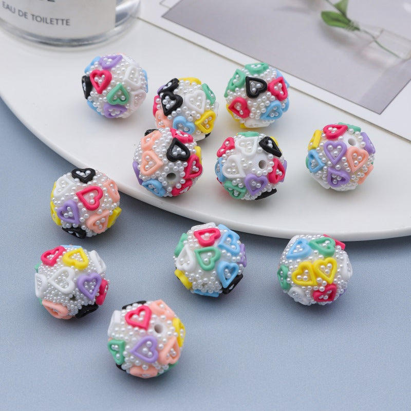 Embellished Flower Clay Beads 20mm Five-petal Pastel Rainbow 10pcs 4