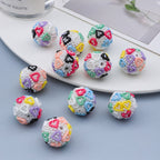 Embellished Flower Clay Beads 20mm Five-petal Pastel Rainbow 10pcs 4