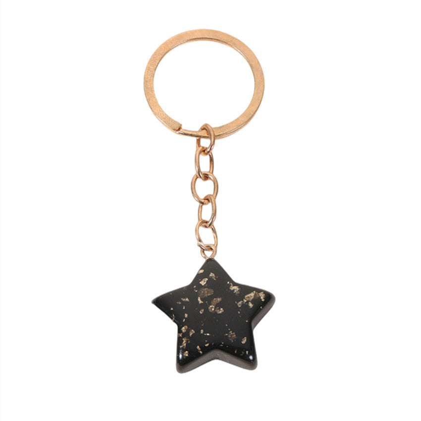 Acrylic Star Moon Couple Keychain Gold Flakes Delicate Chain 6