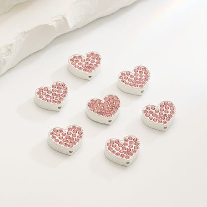Heart Rhinestone Beads 15mm Zinc Alloy Colorful 10pcs 8