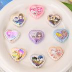 Plating Lace Heart Acrylic Beads 26mm Anime Character Double-Sided Printed 10pcs 6