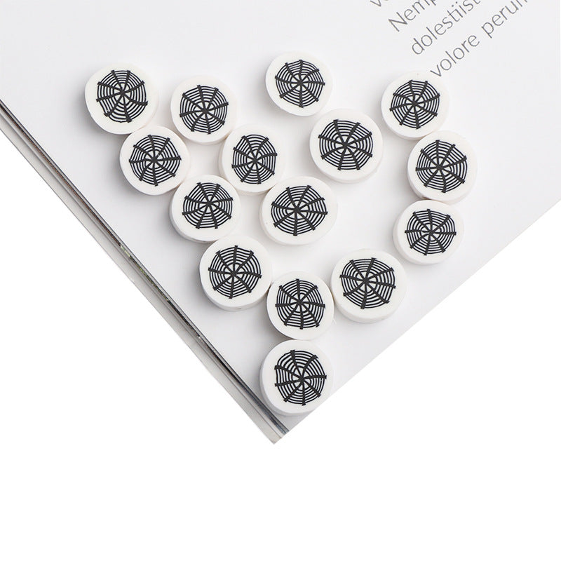 Flat Clay Beads 10mm Halloween Spider Web Design 100pcs 4