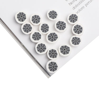 Flat Clay Beads 10mm Halloween Spider Web Design 100pcs 4