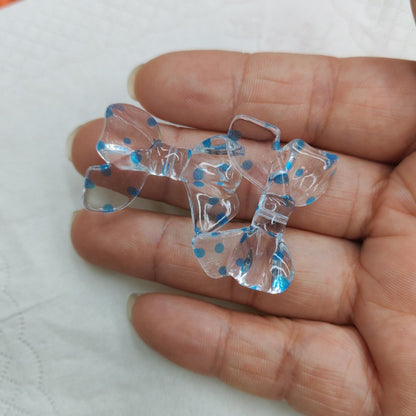 Transparent Bow Acrylic Beads 31mm Polka Dotted Colorful 100pcs 2