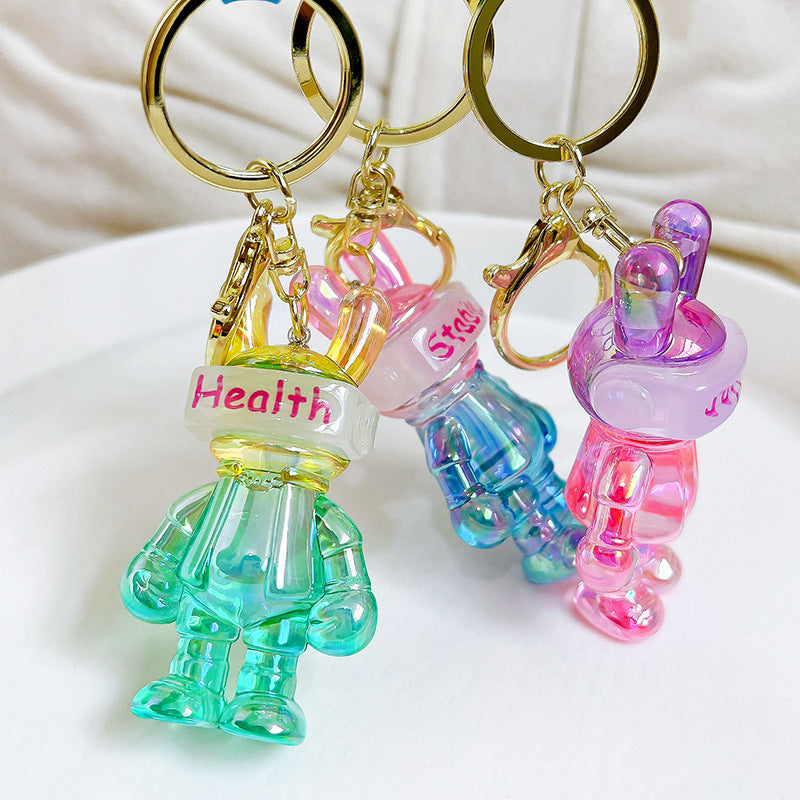 Acrylic Jelly Gradual Color Space Rabbit Keychain Creative Design 3