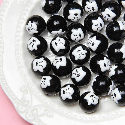 Hand-Painted Halloween Pumpkin Ghost Acrylic Beads 16mm 23
