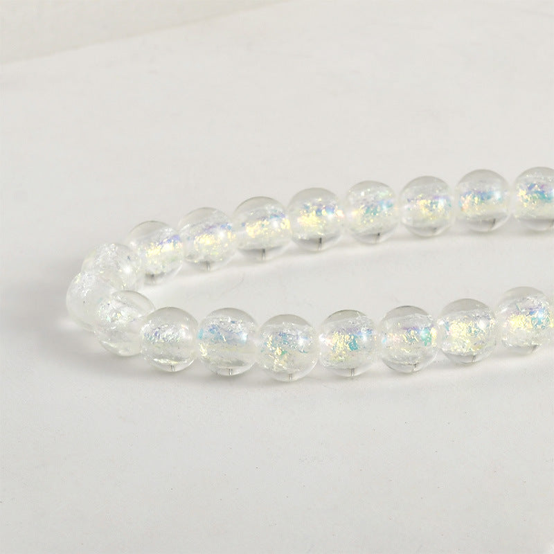 Lampwork Glass Beads Iridescent Silver Foil Filled 10mm 10pcs 6