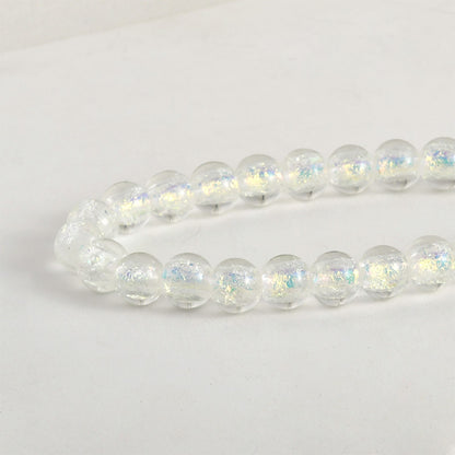Lampwork Glass Beads Iridescent Silver Foil Filled 10mm 10pcs 6