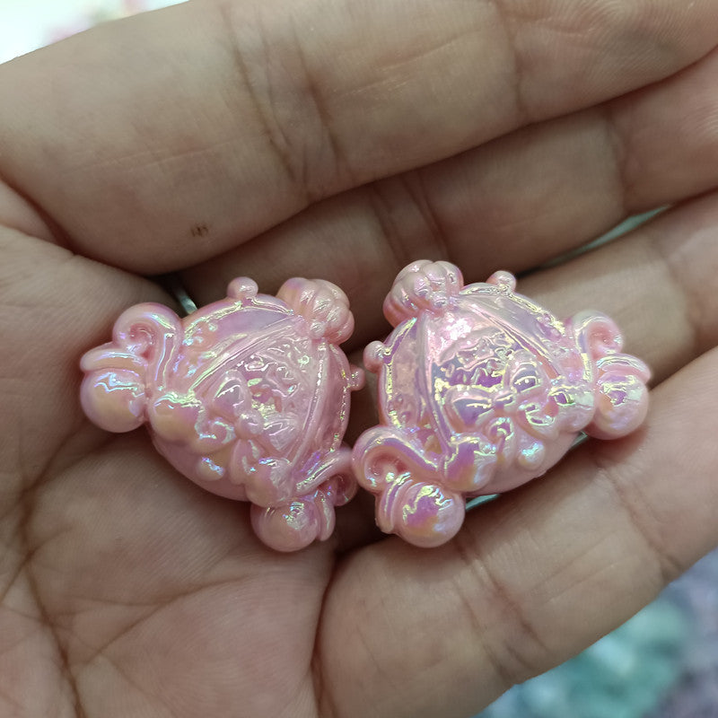UV Plating Pumpkin Cart Acrylic Beads 22*27mm Colorful 50pcs 6