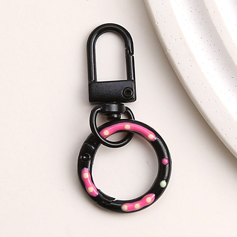 Zinc Alloy Donut Keychain Clasps Spray Painted Hand Paint 51mm 10pcs 7