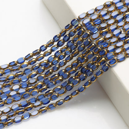 Gilded Oval Seed Glass Beads 4x6mm Plated Gold Frame 96pcs 12