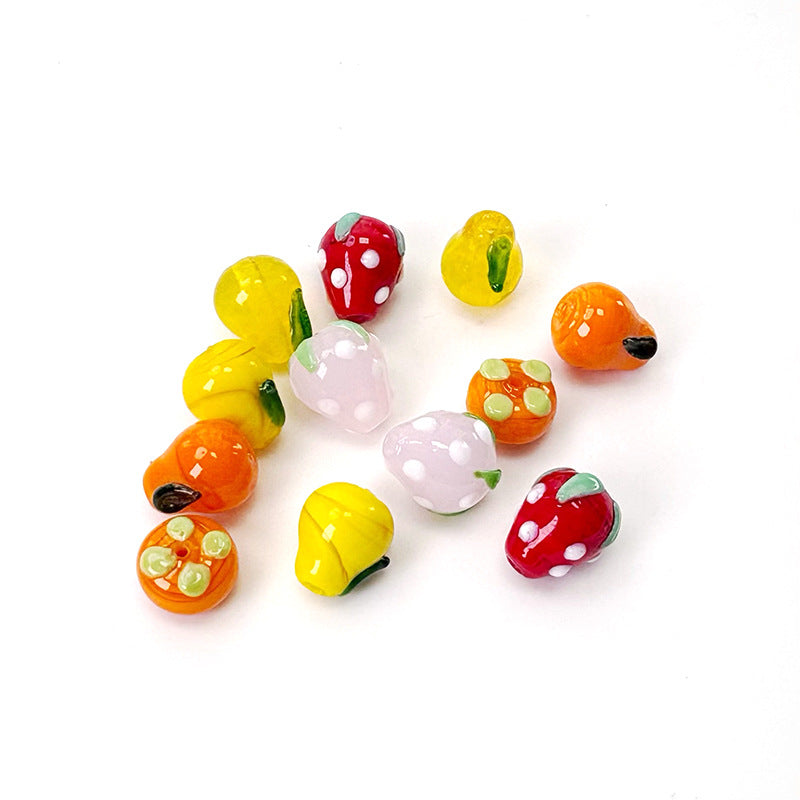 Hand Painted Enamel Glass Beads Juicy Fruit Series 1pc