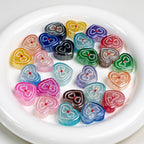 Bow Pattern Heart Resin Beads 20mm Colorful Mixed 10pcs 4