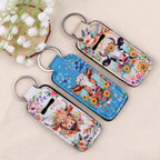 Highland Cow Pattern Chapstick Holder Neoprene Functional Keychain 3pcs 2