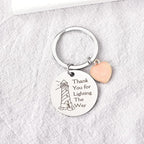 Lighthouse Keychain Stainless Steel with Peach Heart Charm 4